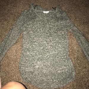 loose knit green hooded sweater